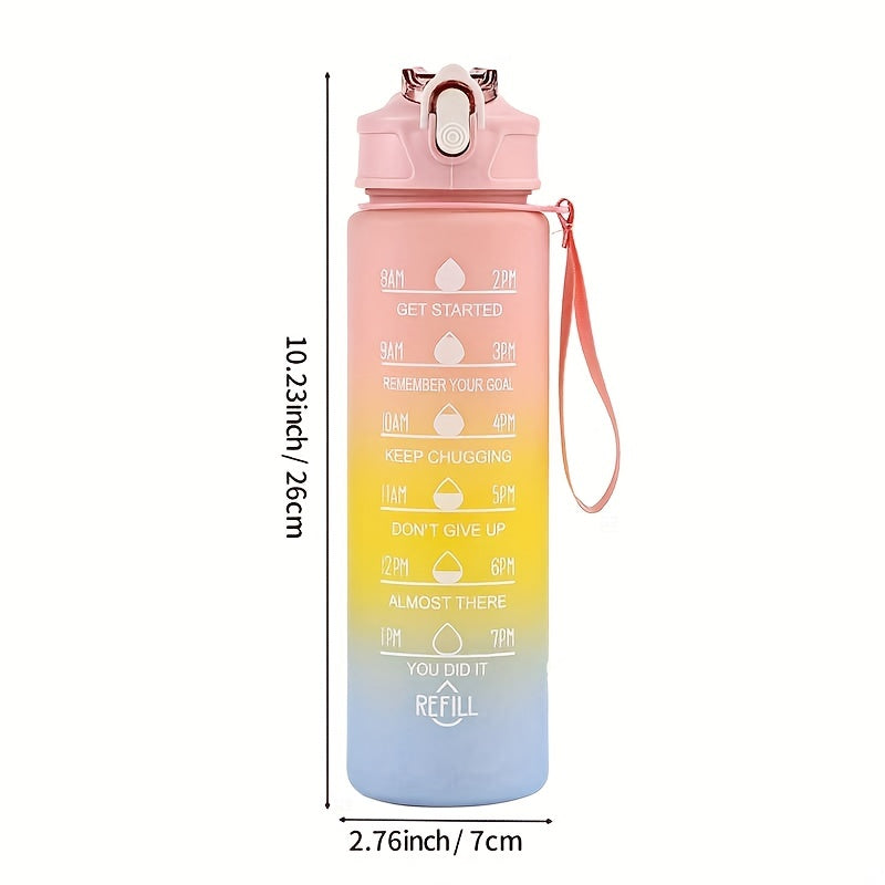 Borraccia Motivazionale Arcobaleno 750ml con Marcatori Orari e Tracolla