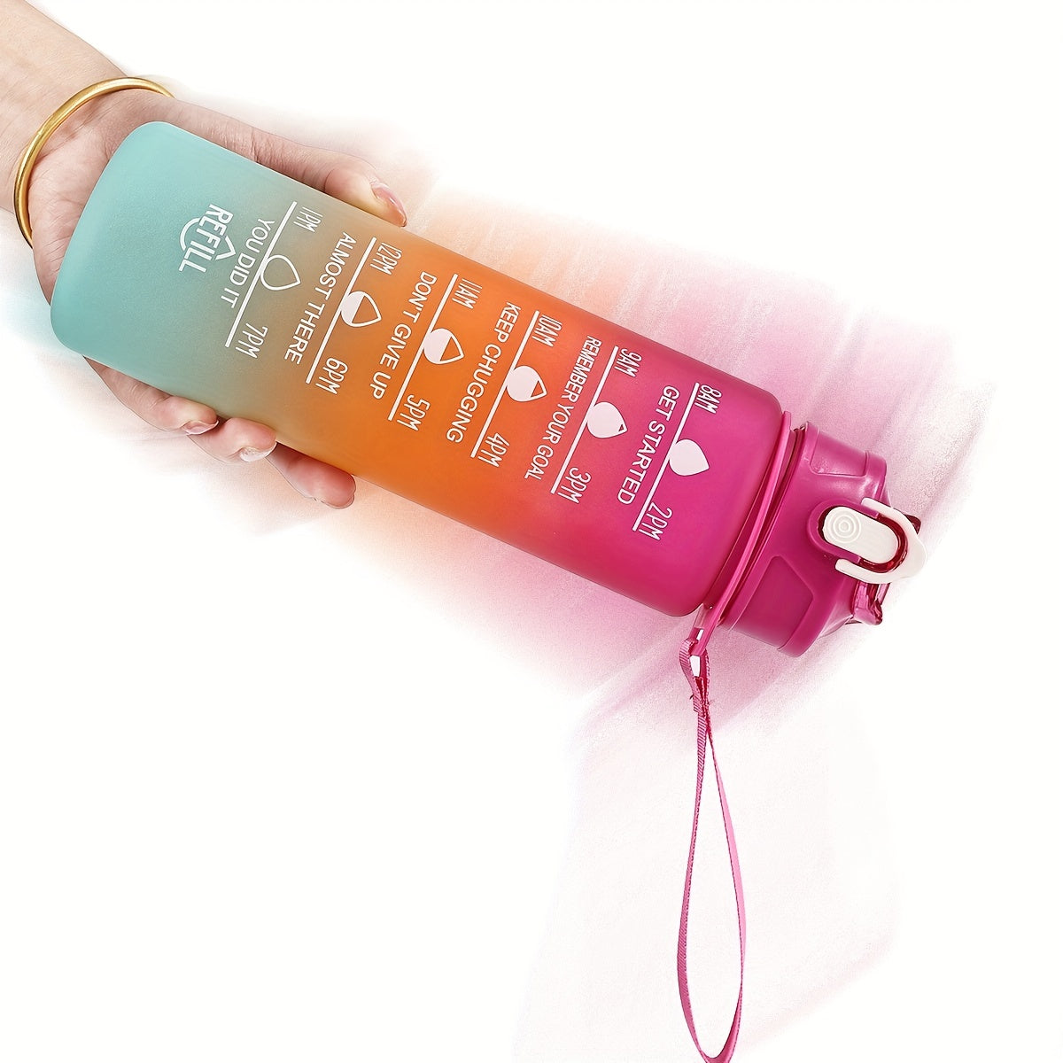 Borraccia Motivazionale Arcobaleno 750ml con Marcatori Orari e Tracolla