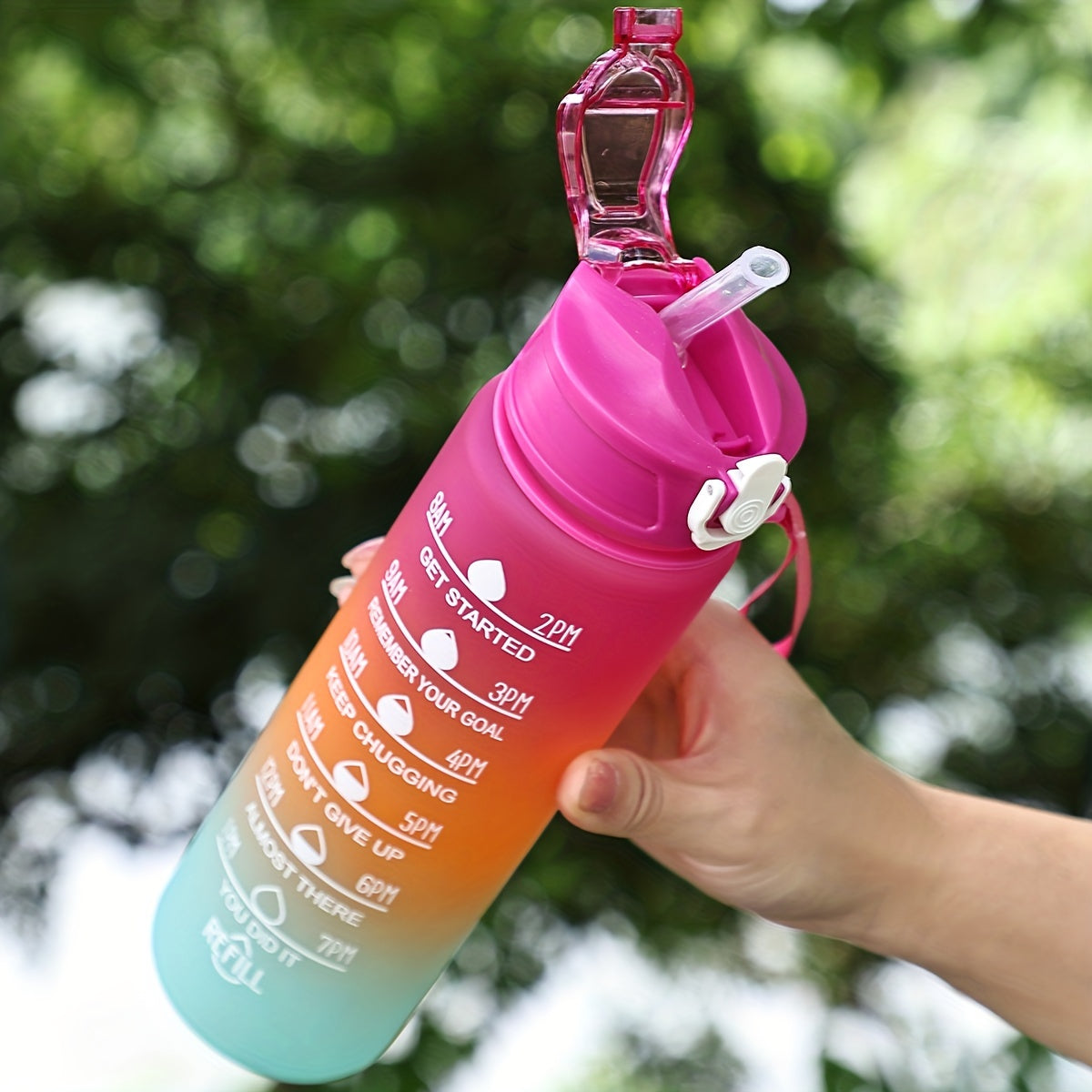 Borraccia Motivazionale Arcobaleno 750ml con Marcatori Orari e Tracolla