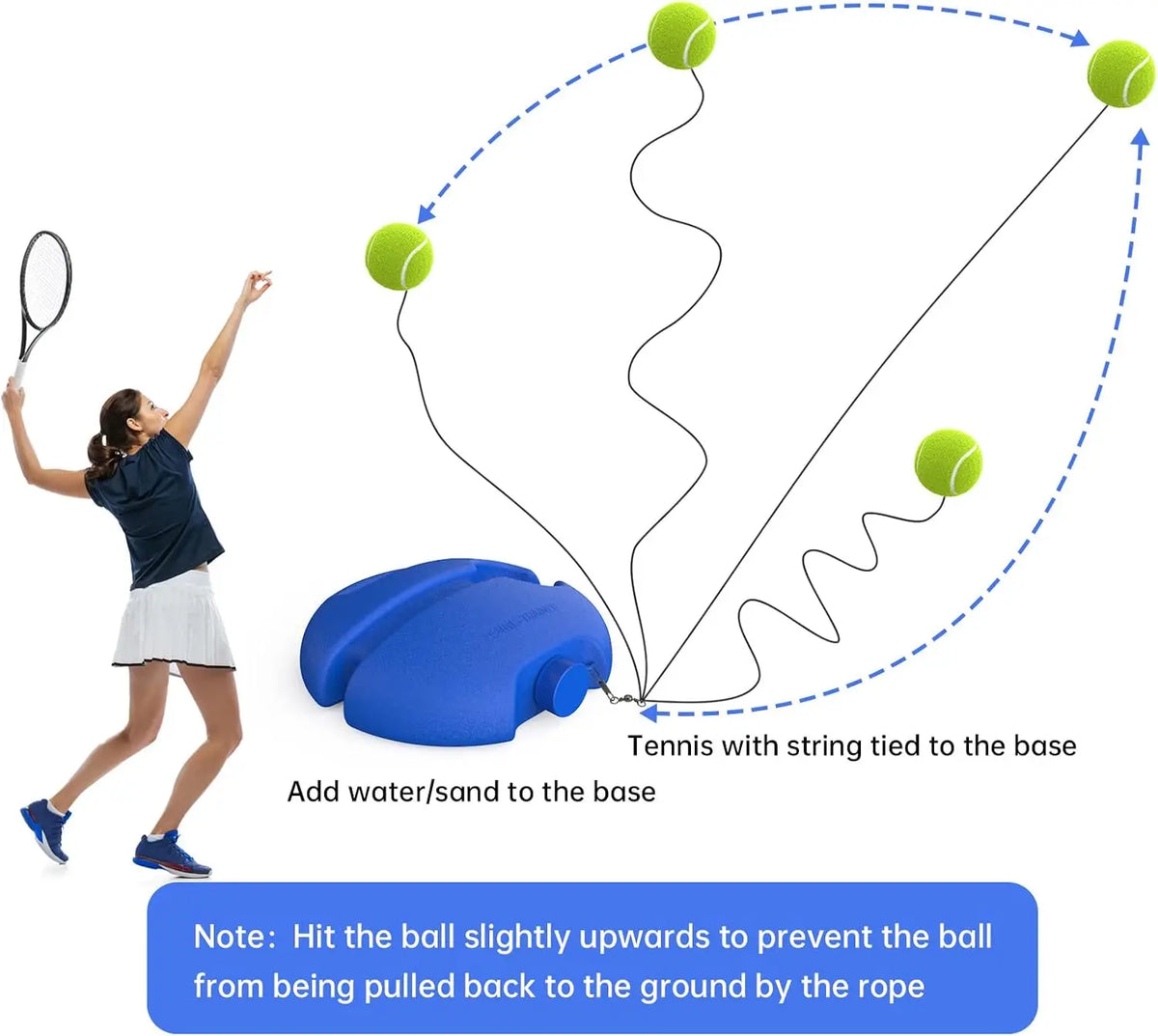 Set Allenamento Tennis Individuale con Base e Corda Elastica – Trainer Rimbalzo Tennis