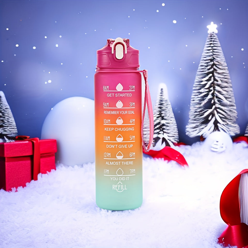 Borraccia Motivazionale Arcobaleno 750ml con Marcatori Orari e Tracolla