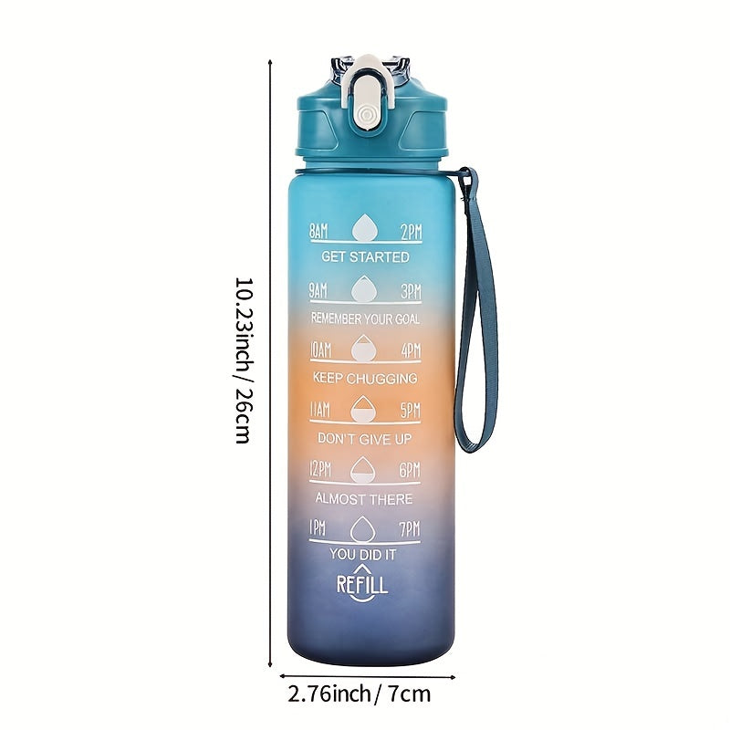 Borraccia Motivazionale Arcobaleno 750ml con Marcatori Orari e Tracolla