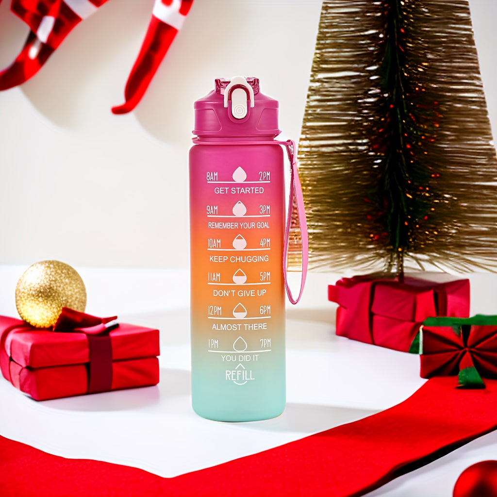 Borraccia Motivazionale Arcobaleno 750ml con Marcatori Orari e Tracolla